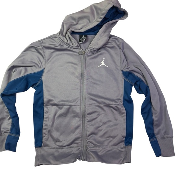 Jordan Other - Jordan Gray and Blue Zip front Hoodie Sweatshirt